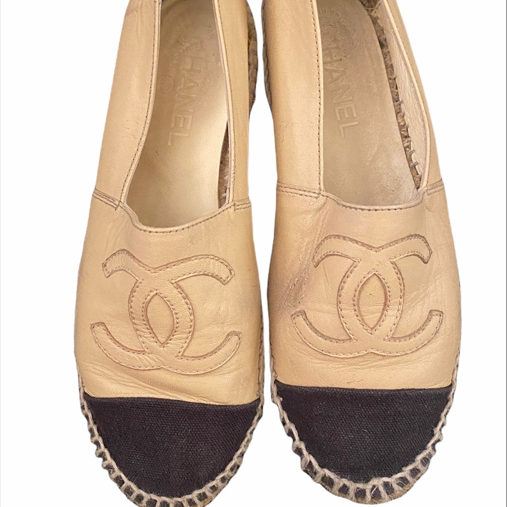 Chanel Tan Leather Espadrilles